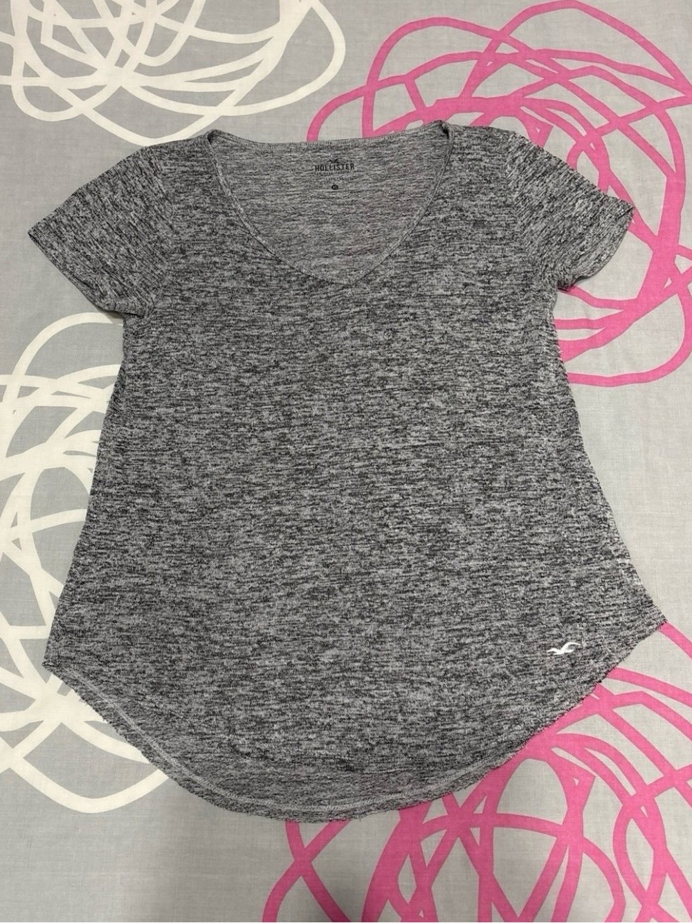 Hollister Heather Grey V-Neck Top
